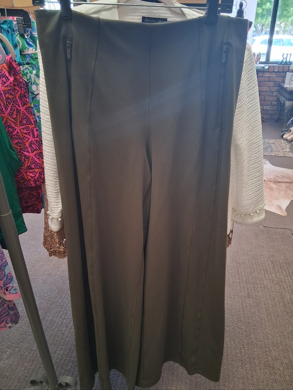 Lulu Lemon High-Rise Olive Wide-Leg Trousers - Brand Unspecified